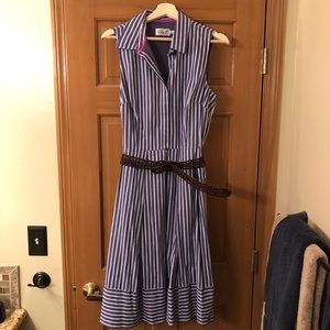 Eliza J Stripe Cotton Fit & Flare Shirtdress